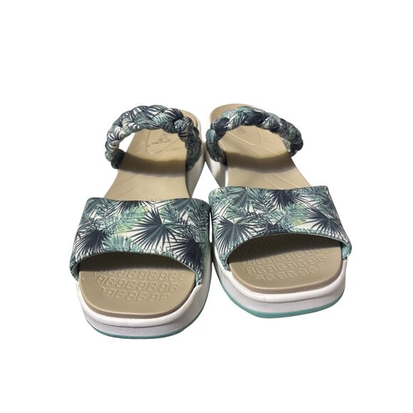Bzees Womens Palm Print Slide Sandals With White Platform Sole & Braided Strap U - Picture 3 of 8